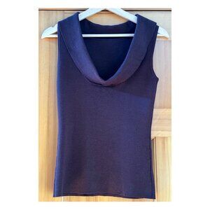 Cache Sz M - Coco-Brown Cowl-neck sleeveless Sweater Top